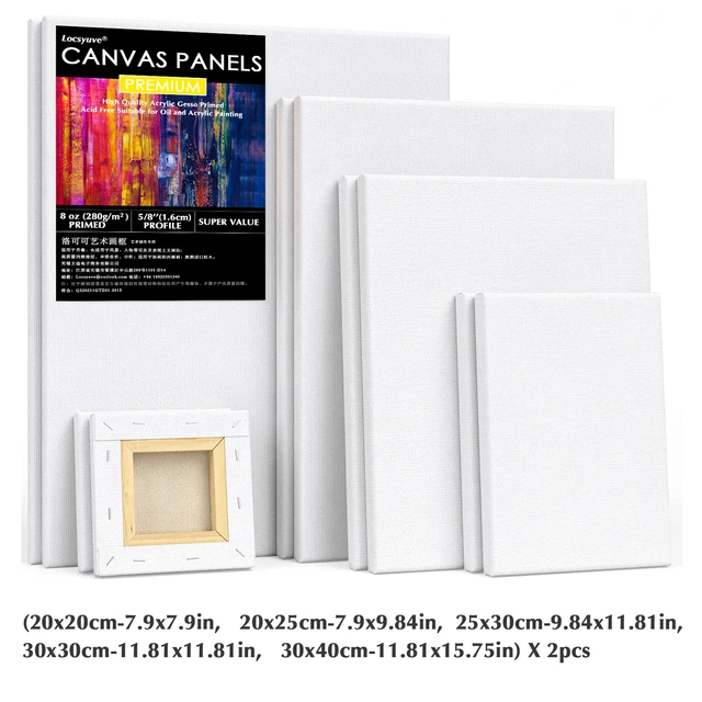 Canvas Panels 9x12 Inch 12-Pack, 10 oz Double Primed Acid-Free 100% Cotton Blank  Canvases for Painting, Rectangular Flat Canvas Board for Oil Acrylics  Watercolor & Tempera Paints 