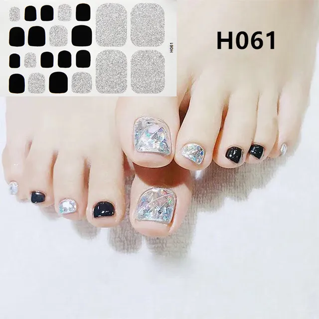 22tips Korea Toe Nail Sticker Wraps Adhesive Decals Toenail Polish Strips DIY Pedicure Foot Decals Manicure Women H061