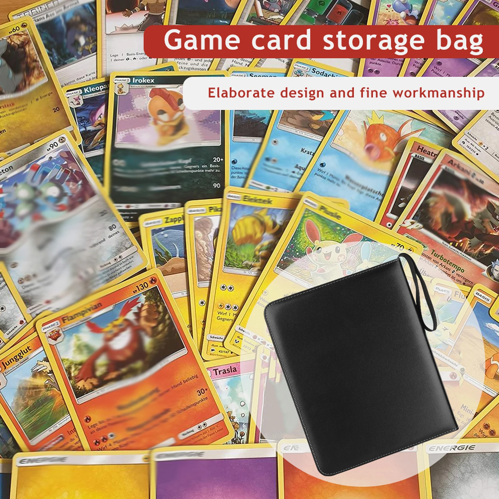 Cards Colletction Album Double Sided Card Album PU Card Holder Side-Loading Page for Pokemon MTG TCG Sports Cards Football Cards