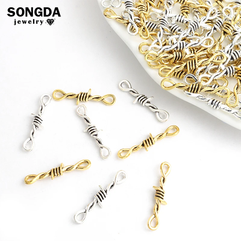

10pcs Punk Gothic Thorns Charm Connectors Vintage Alloy Wire Brambles Pendant For Trendy Necklace Earrings DIY Jewelry Accessory