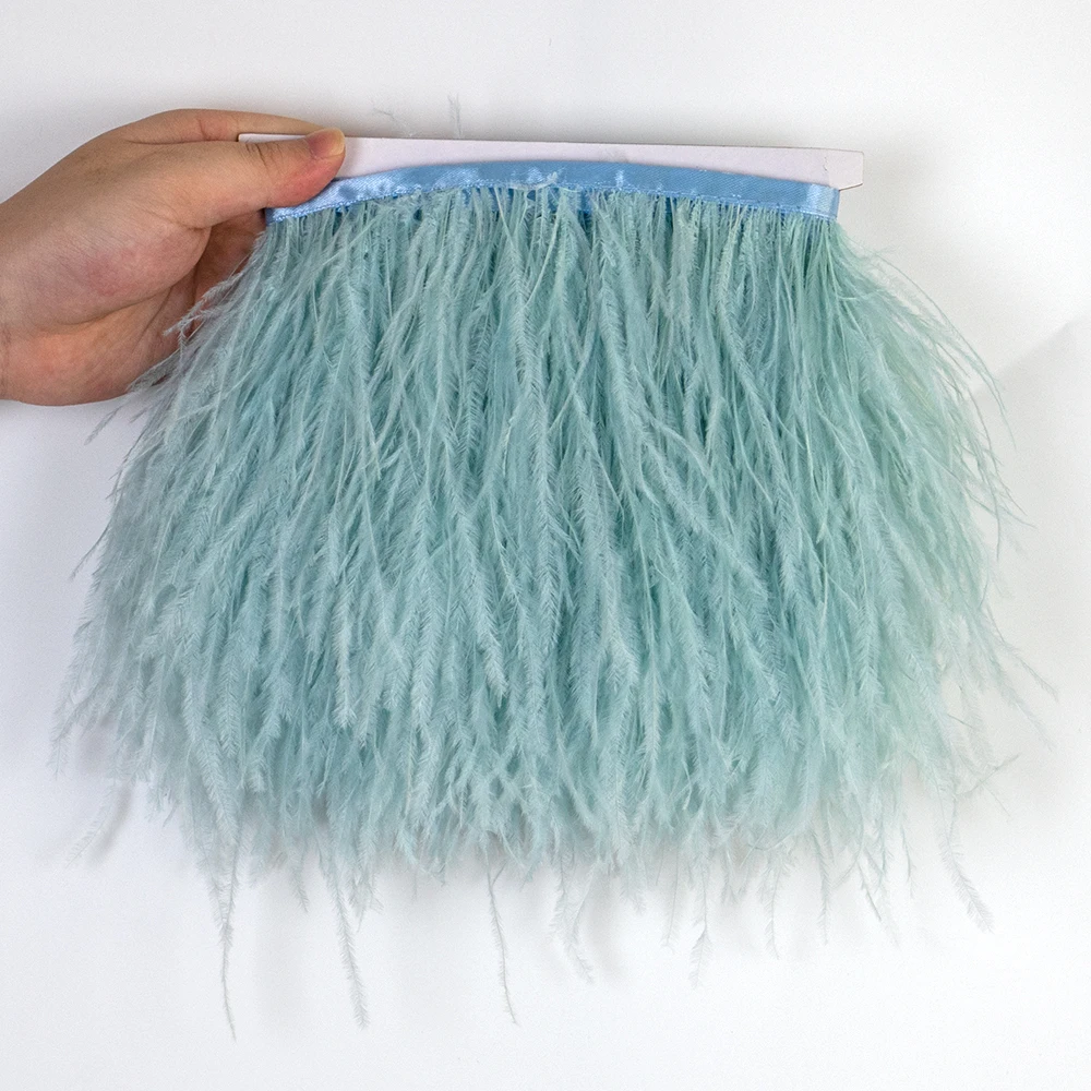 Ostrich Feathers 1/5/10Meters Light Purple Ostrich Feathers Ribbon 8-10cm/3-4Inch Long Feather Trim Fringe For Party Costumes Sewing Accessories