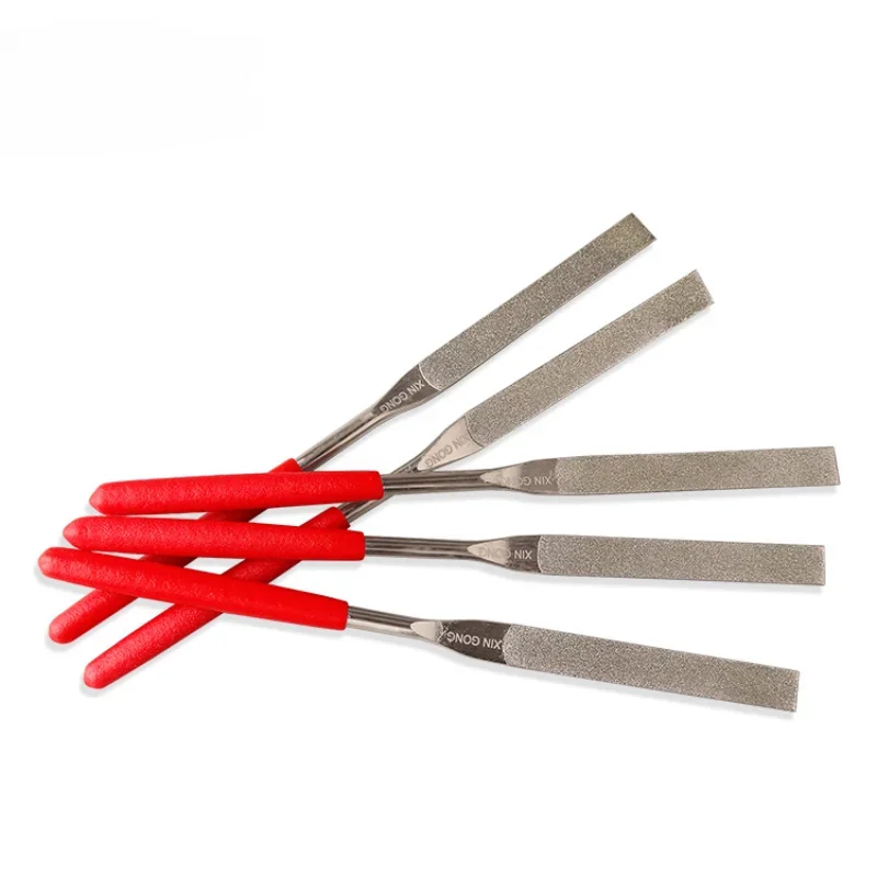Description Picture 3 of item1pc Non-slip File Needle File Flat Metal Stone Grinding Plastic Handle Red Set Diamond Hot sale tools