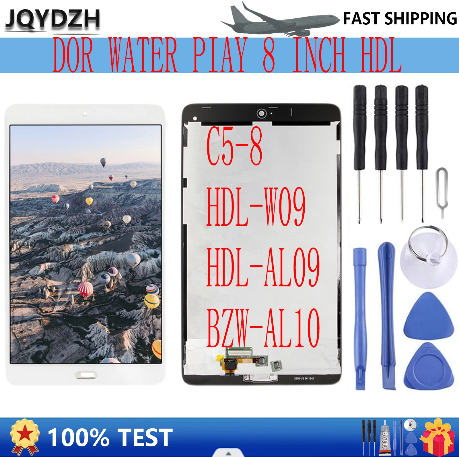 

JQYDZH 8" For Huawei Honor WaterPlay 8 HDL-AL09 HDL-W09 Touch screen Digitizer LCD Display LCD Assembly Glass 100% test