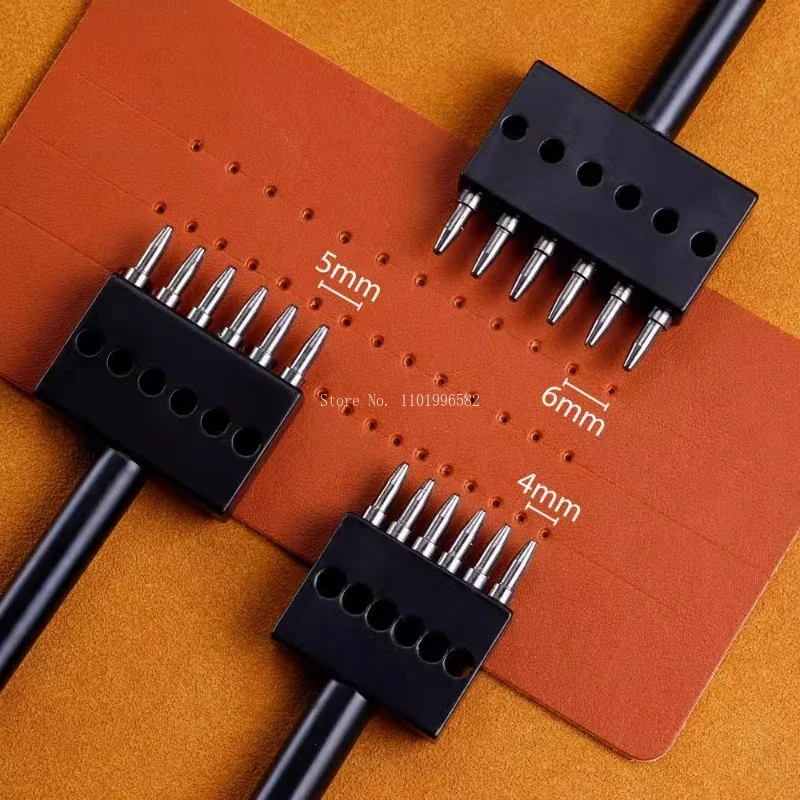 4mm/5mm/6mm Leather Process Round Holes Row Punch DIY Leather Bag/shoe/coasters Hand Stitching Hole Auxiliary Punching Tools leather hole punch leather puncher