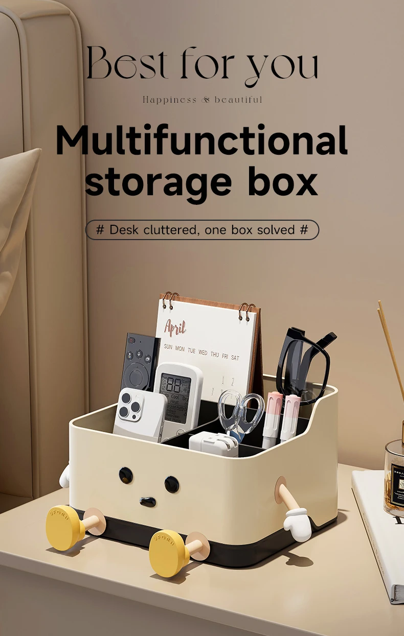 Cute Cartoon Style Desktop Storage Box Remote Control Sorting Box