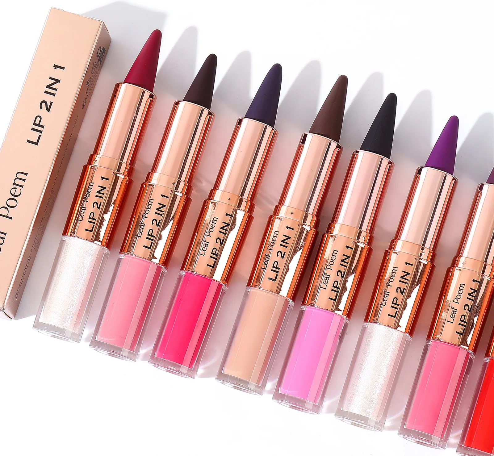 Sexy Red Black Lipstick Waterproof Lipliner Makeup Black Purple Rose Double Head Matte Lipgloss Tapered Lip Liner Contour Pencil