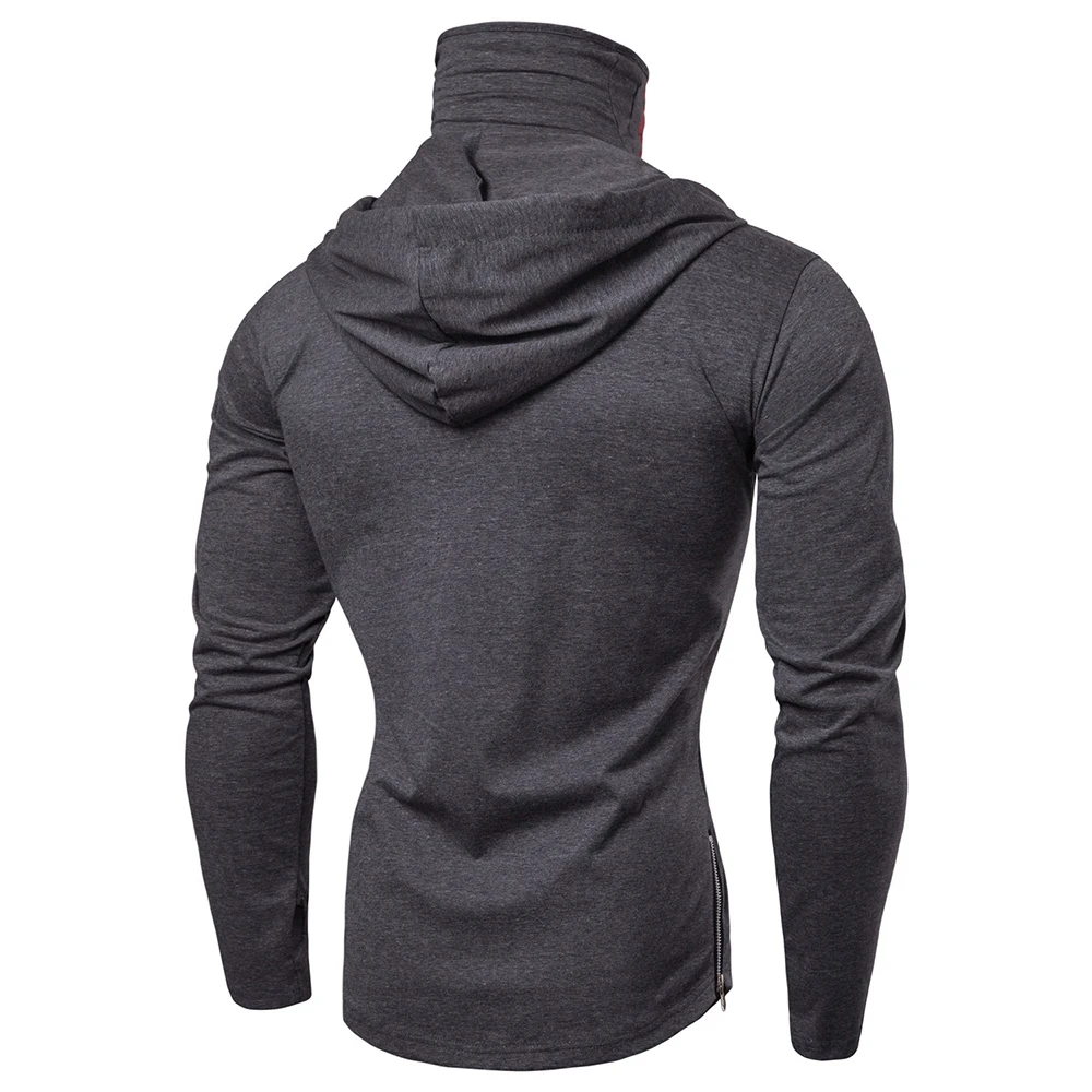 Fabrik Direkt verkauf einfarbig Sport Freizeit Fitness Maske Schädel Druck Sweatshirt Herren dünnen Pullover Kapuze Langarm Hoodie – Detail 6
