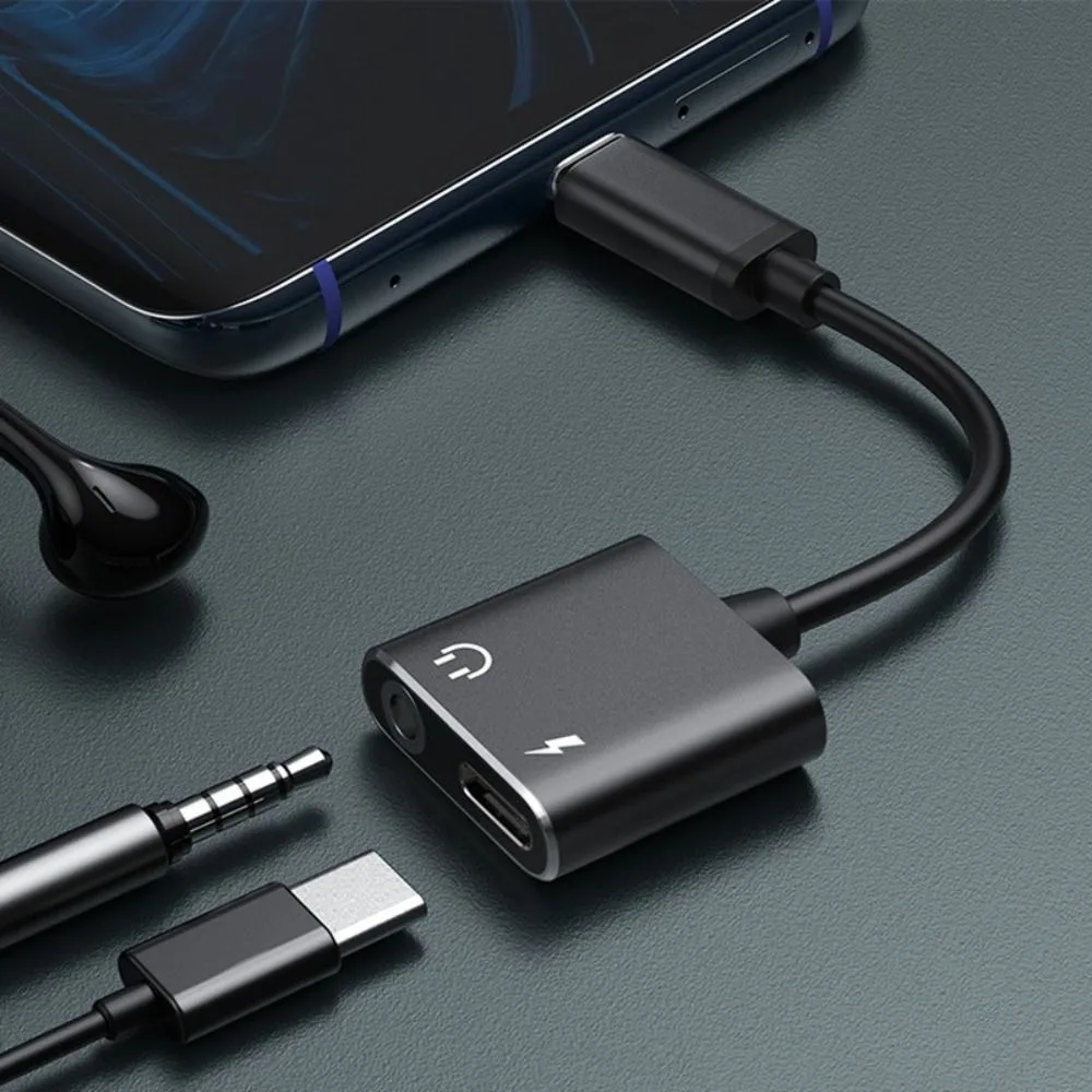 2in1 Type-C To 3.5mm AUX Audio Adapter Aluminium Talking USB C Headphone and Charge Adapter for Xiaomi/HUAWEI/Letv