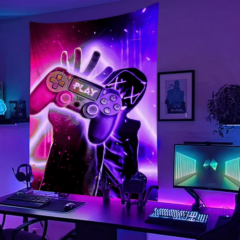 Tapestry Wall Hanging Black Black Light Wall Tapestry Lights Wall Room Gaming Tapestries