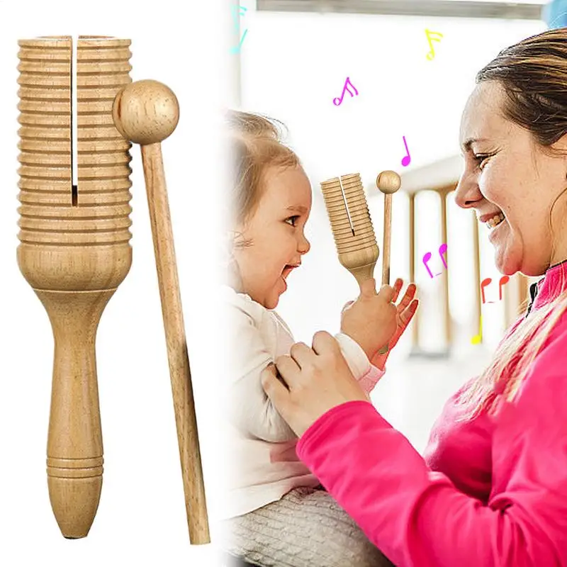 Wooden Crow Sounder Crow Sounder Guiro Percussion Instrument Educational Toy Latin Musical Toy With Stick For Kids