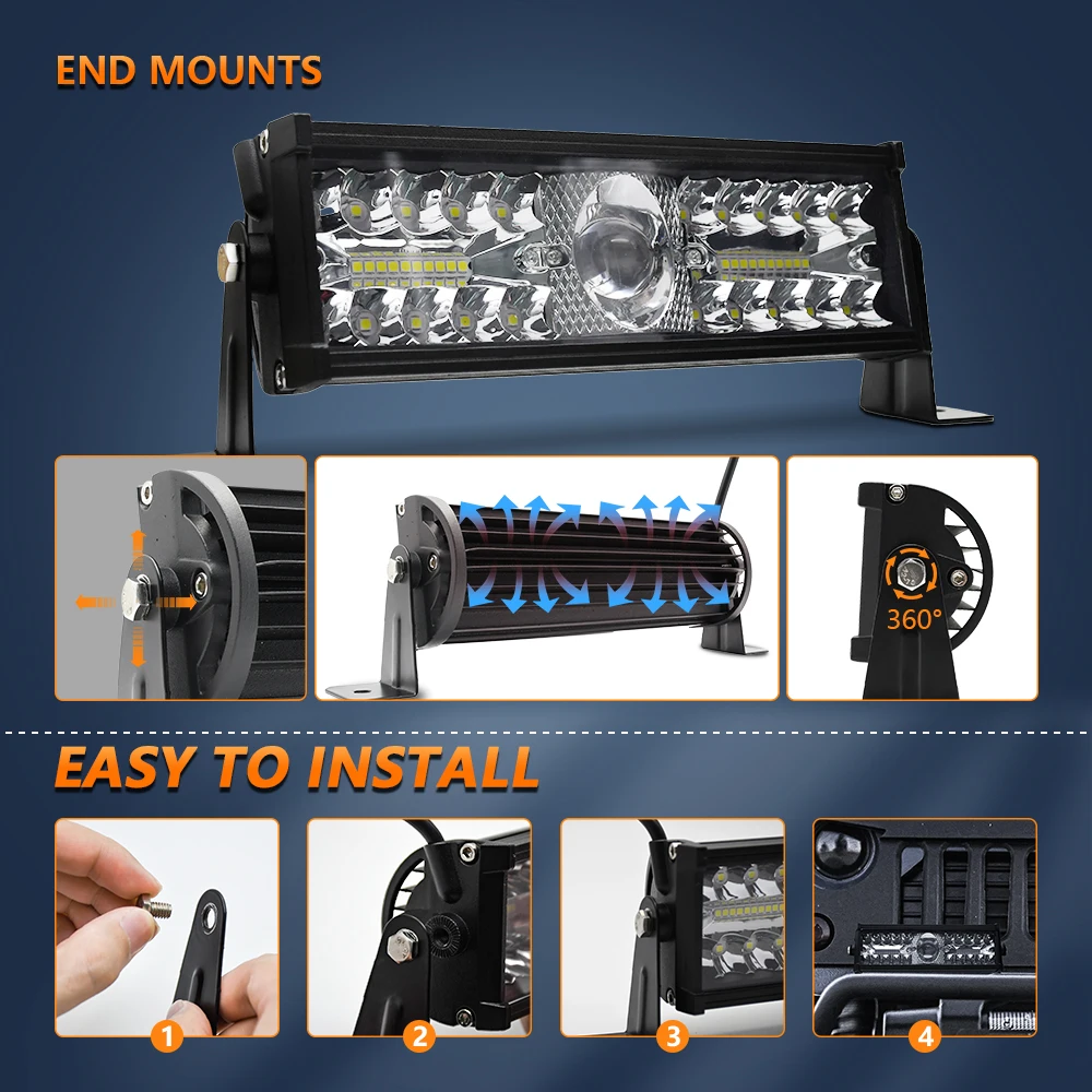 Auto LED Spotlights Work Light Bar White Yellow Flash 120w for Off Road 12V 24V