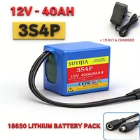 Batterie lithium-ion 12V 20Ah-50Ah 3S5P 18650 avec BMS + chargeur, grande capacité, rechargeable, DC12.6V 5
