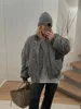 Quilted Single Breasted Grey Women's Cotton Jacket Casual Pocket Stand Collar Long Sleeved Coats Fall Winter Commuting Outerwear 4