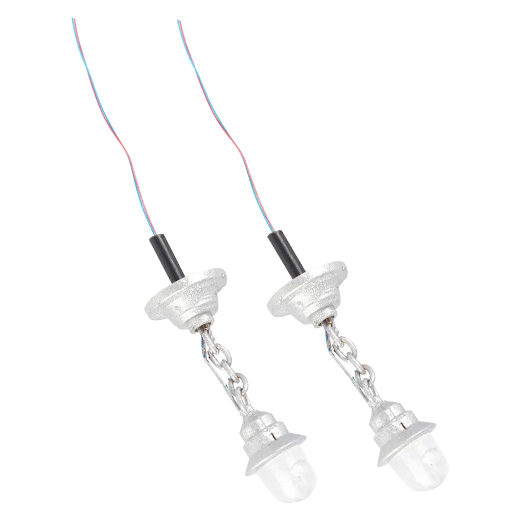 2 PCS Model Chandelier Ceiling Light Tiny Lamp Mini Sand Table Materials Metal DIY Miniature LED Hanging Decor