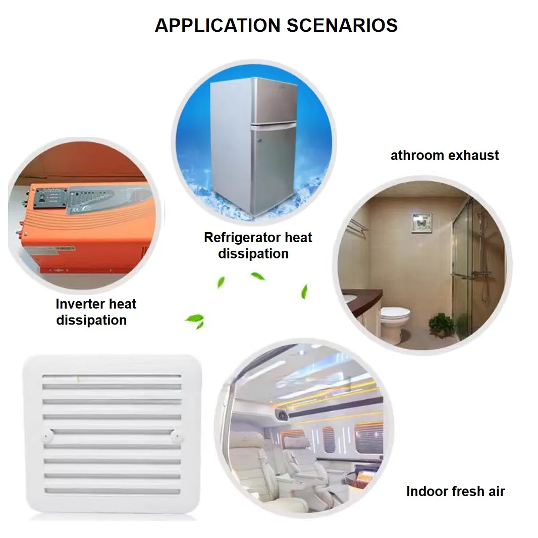 12V 8W White Fridge Vent with Fan for RV Trailer Caravan Side Air Silence Exhaust Automobile Accessories Car Styling Camper rv ventilation fan,fridge vent grille