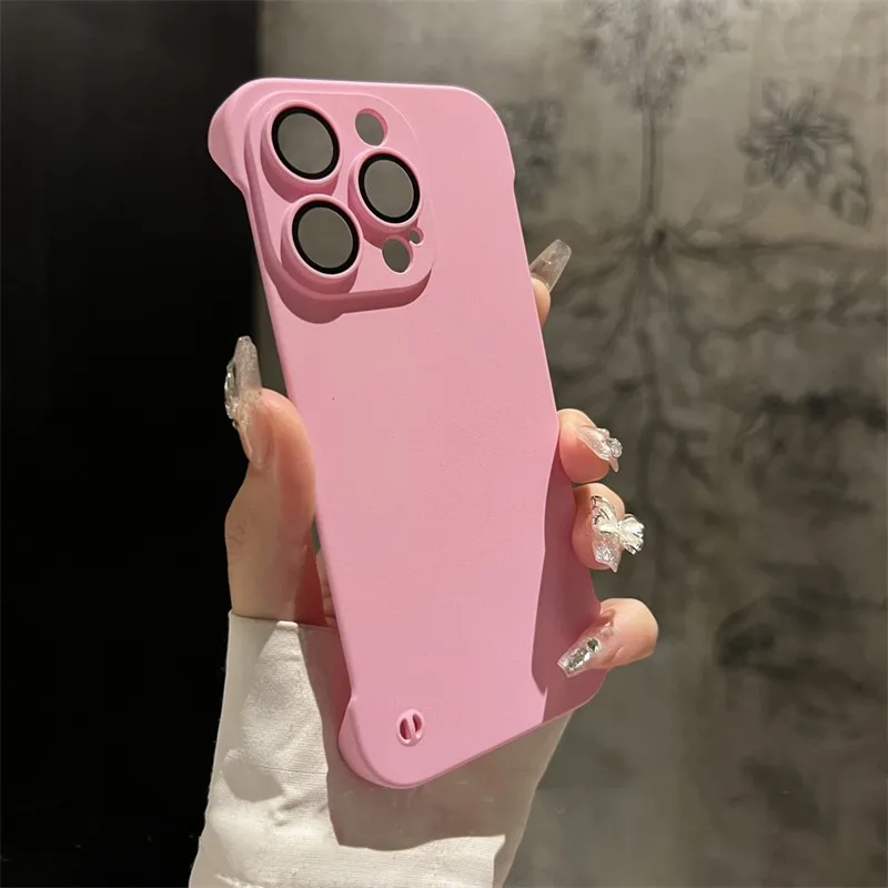 thumbnail image 1 of Ultra-thin Frameless Matte PP Case For iPhone 15 14 13 12 11 Pro Max Plus Luxury Camera Protection Glass Slim Cooling Back Cover, 1 of 5