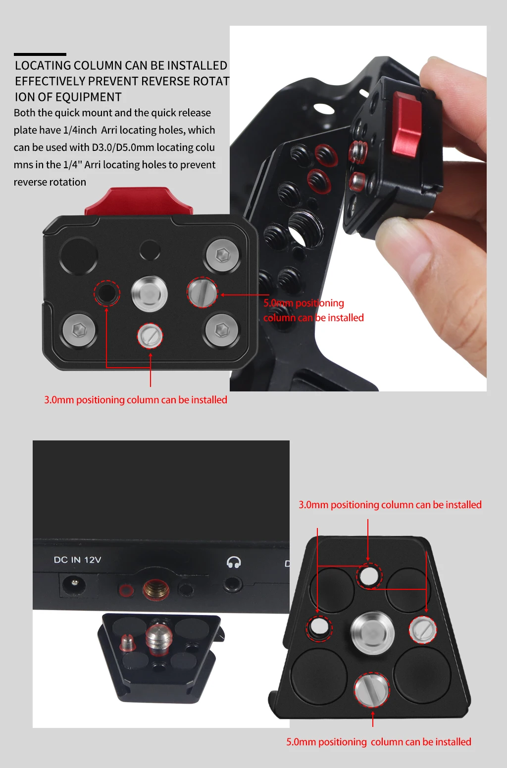 Quick Release Mount Plate Board Anti-shake Clamp V Port for GoPro13 Insta360 DJI