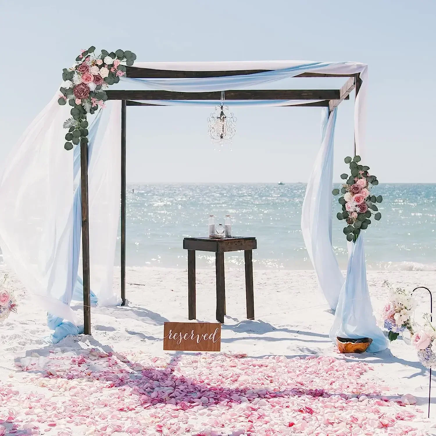 Burnt Orange Rustic Wedding Arch Flowers White Swag Drape Kit for Wedding Ceremony Reception Backdrop Floral Decoration