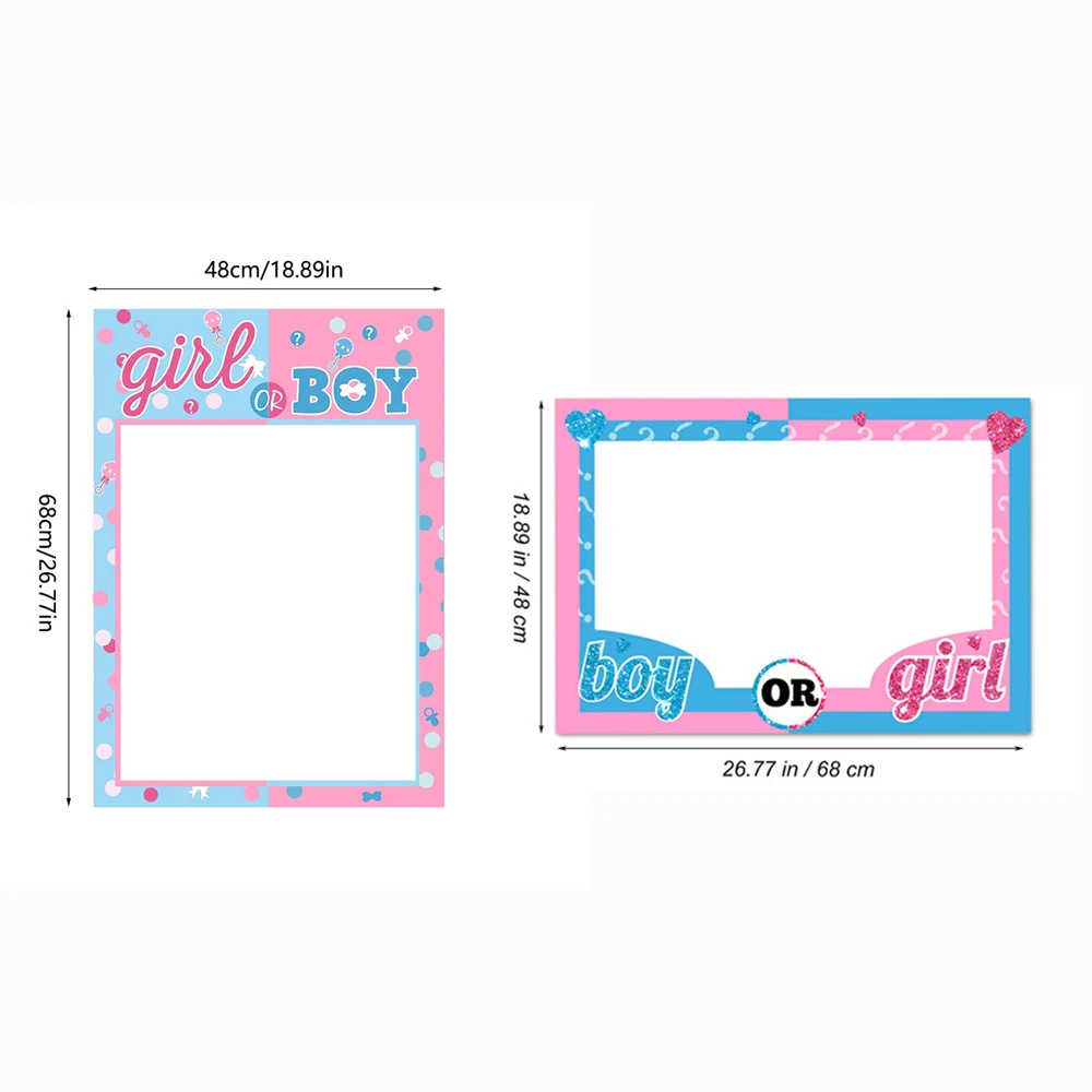 1pc Blue Pink Boy or Girl Photo Booth Props Frame Baby Shower Gender Reveal Birthday Gatherings Home DIY Decor Photography props