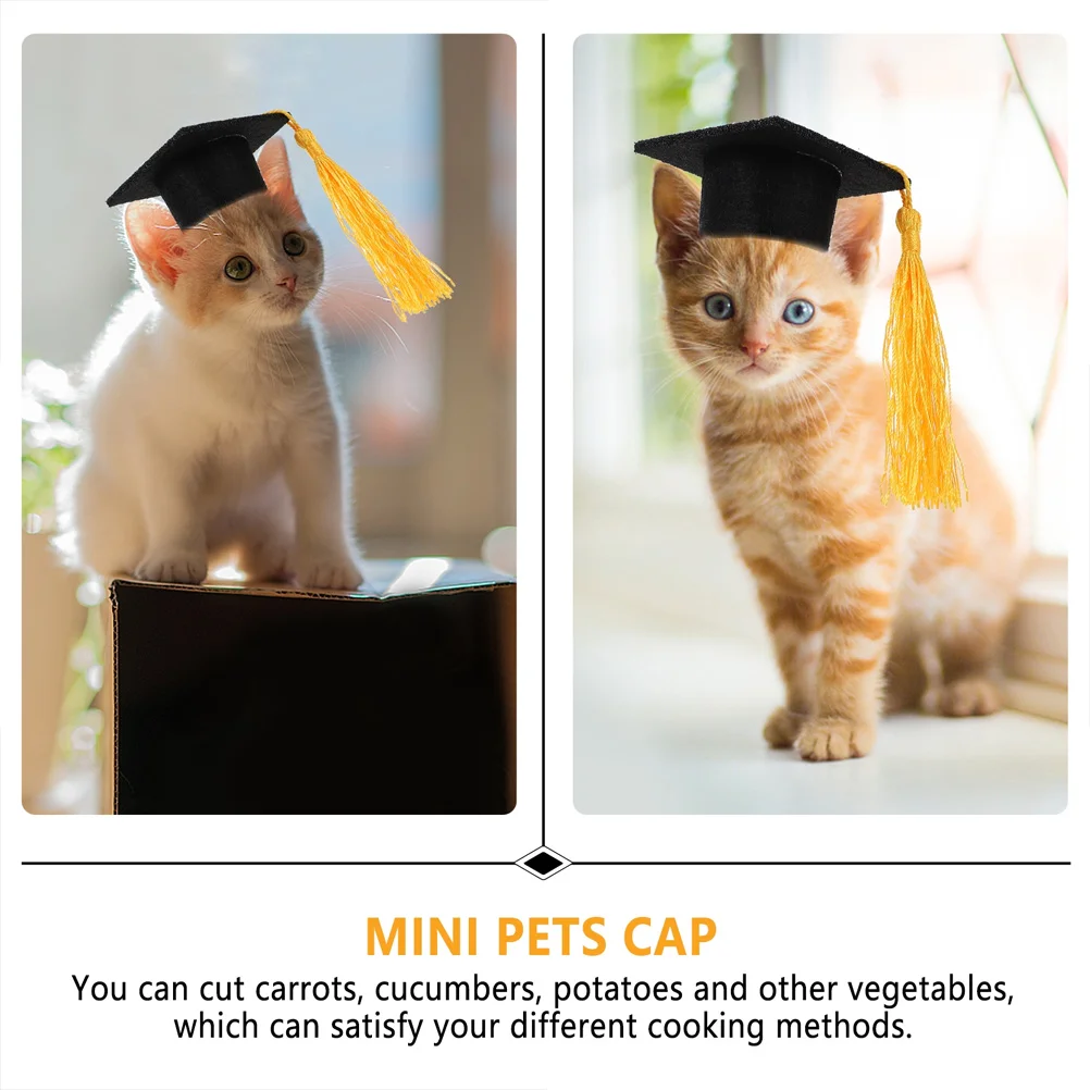 4 Pcs Pet Graduation Cap Bachelor Hat Mini Accessories for Dolls Caps Hamster Puppy 4