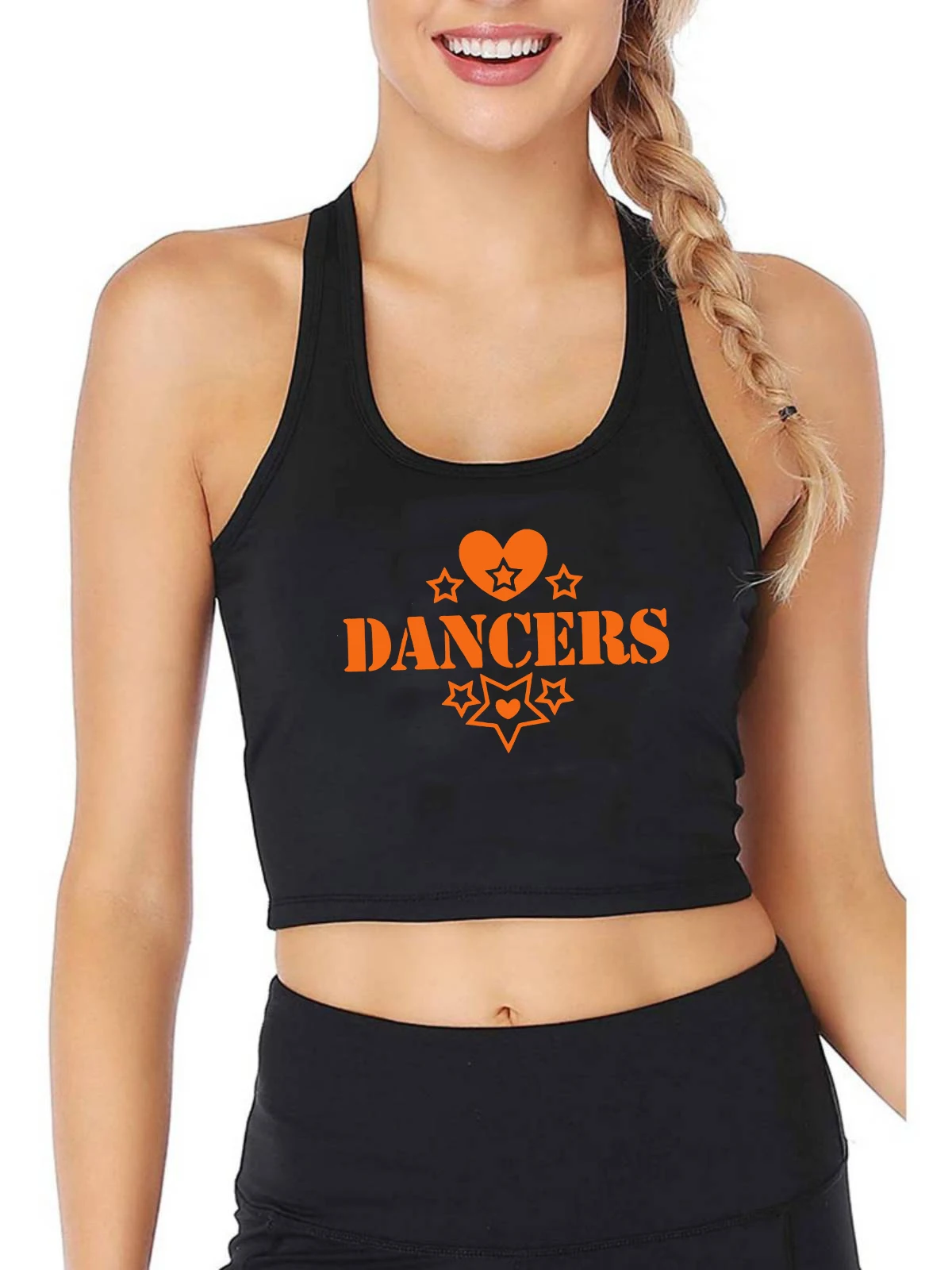 

Love Dancers Design Sexy Breathable Slim Fit Crop Top Dancer Personality Customizable Tank Tops Gym Fitness Camisole