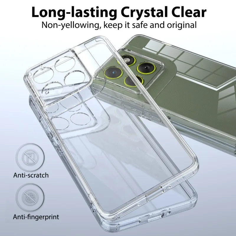 Acrylic Transparent Shockproof Phone Case with Soft TPU Bumper - Clear Protective Cover