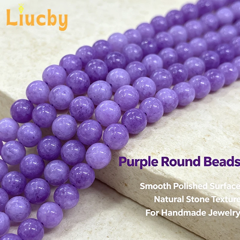 Natürliche hellviolette Jade-Steinperlen, handgefertigt, rund, für Schmuckherstellung, Ringe, DIY-Armbänder, Halsketten, 15' Großhandel 6/8/10/12MM