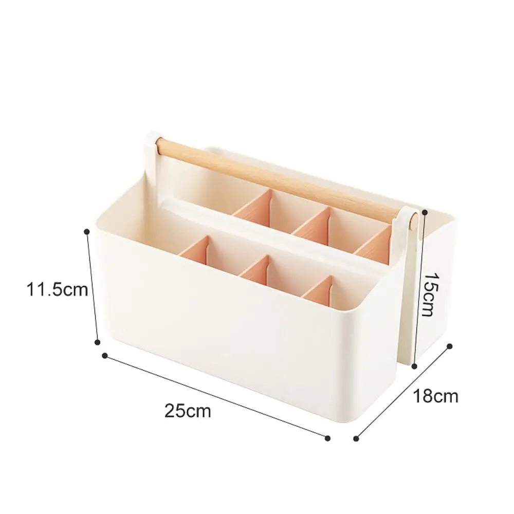 Plastik Masa Depolama Organizatör Taşınabilir Ayrılabilir Masa Kırtasiye Kutusu Çok Amaçlı Ahşap Saplı Saklama Kutusu Ev Masası
