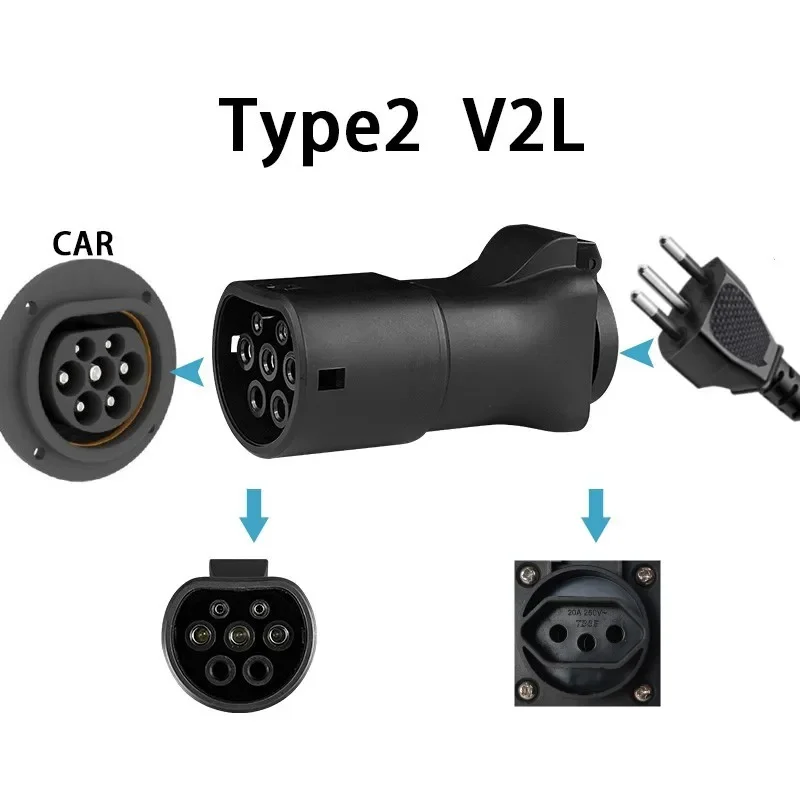 V2L Discharger For Type2 Car Discharge EV Cable Adapter Support MG BYD V2L Vehicle to Load Type 2 Brazil Plug