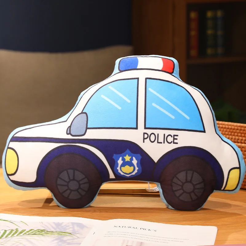 Cartoon Car Fire Truck Excavator Plush Toys Stuffed Doll Hug Pillows Chair Cushion Kids Children Boys Birthday Gifts Room Decor 6