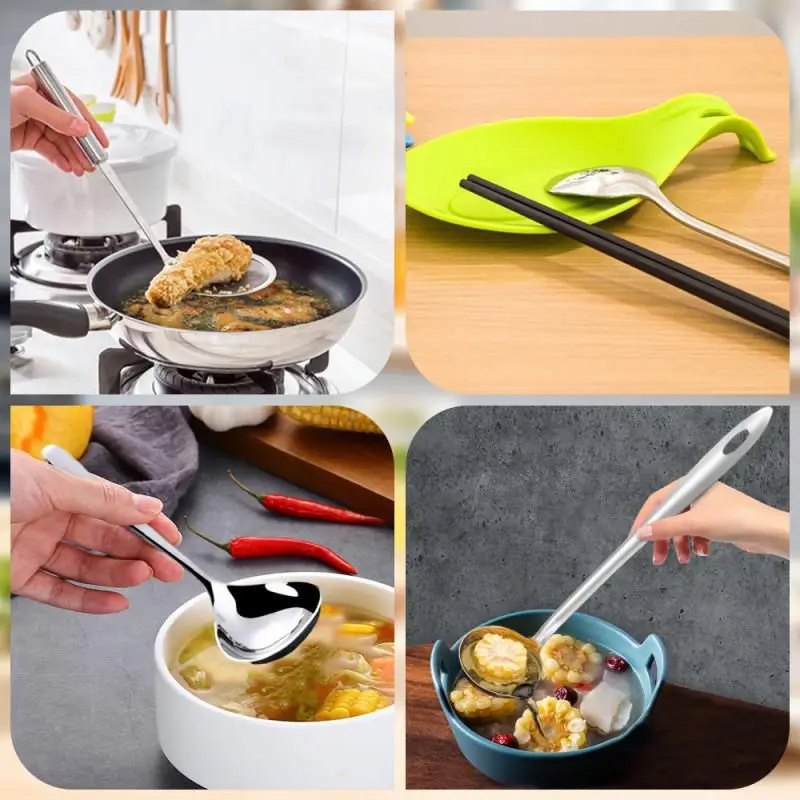 

Stainless Steel Colander Spoon Soup Colander Kitchen Soup Gravy Oil Soup Fat Separator Ladles Skimmer Spoon Soup Colander 1Set