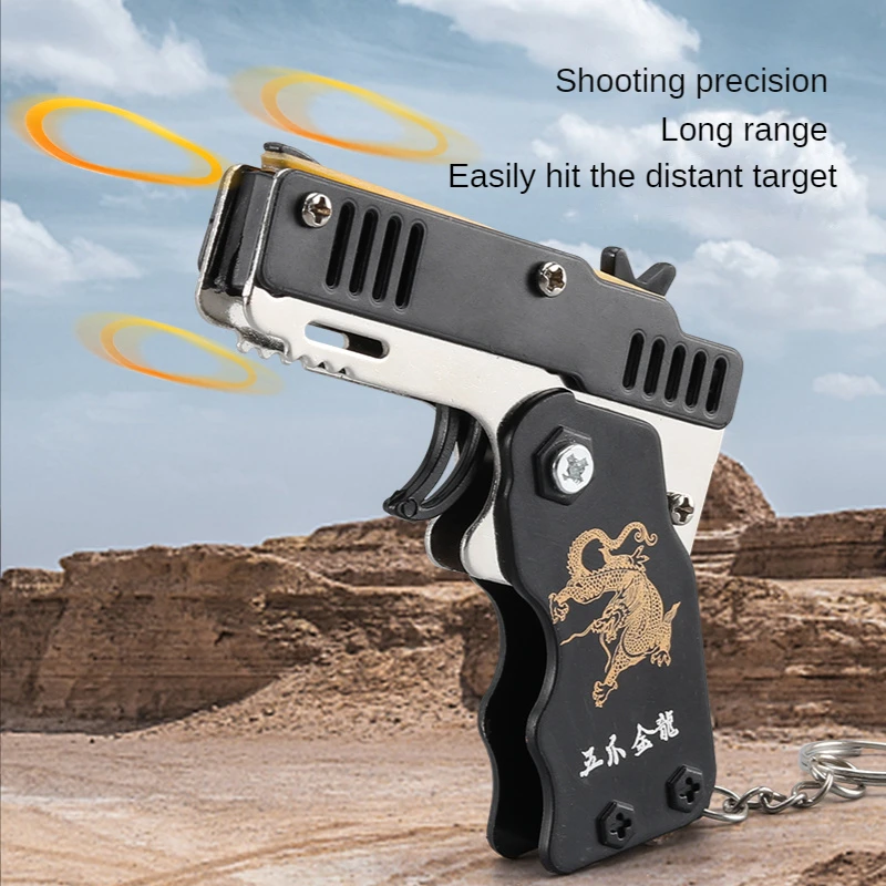 1 pz portachiavi pistola 60 elastici elastico pistola tiro pistola lega Kid  Outdoor Party metal gun regalo fidanzato regalo divertente