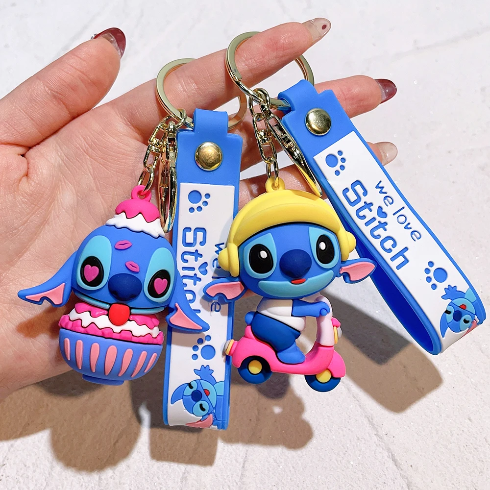 

Stitch Keychian Anime Stitch Pendant Keychain Sweet Pink Angel Keychians Women Car Keyring Girl Birthday Gift