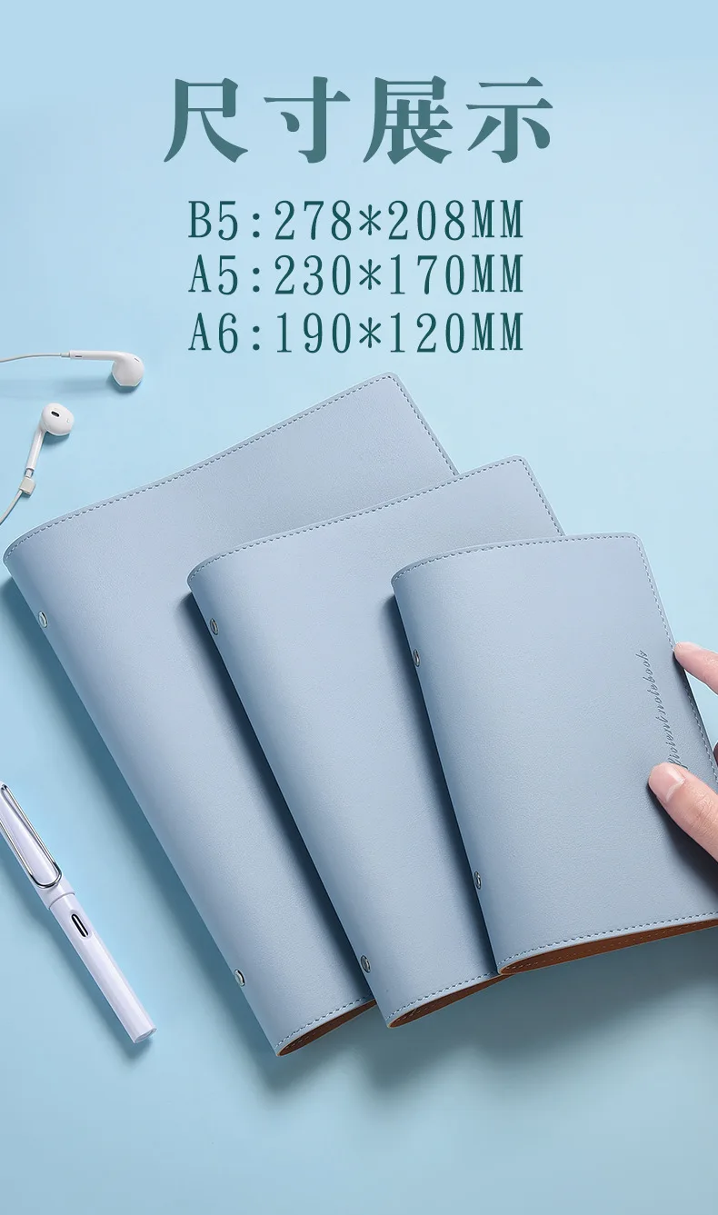 Portátil Couro Shell Notebook, Anel Binder, Diário,