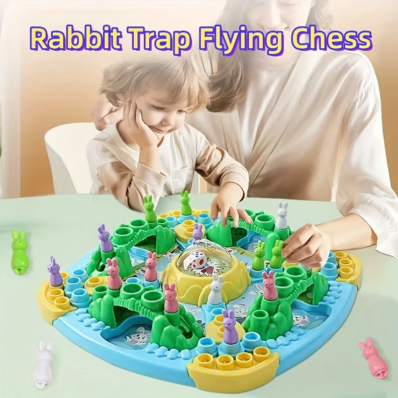 Family Interactive Strategy Game Rabbit Trap Adventure Board Game 4 Player Capacity Educational Brain Development Toy