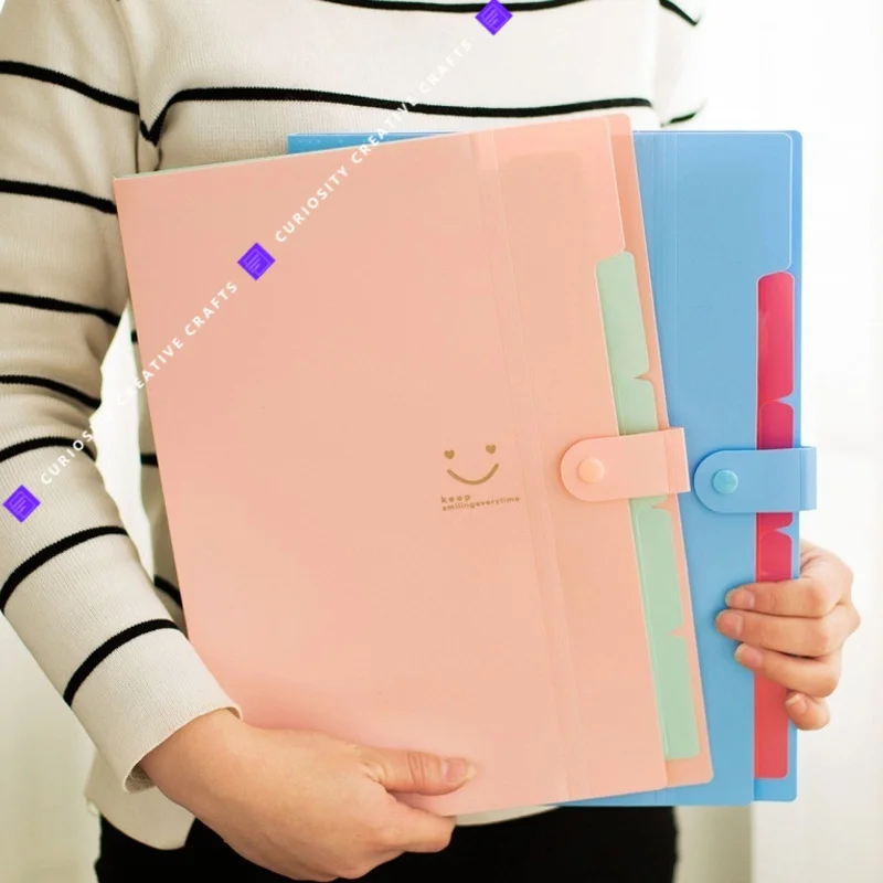 

A4 File Folder Document Organizer Large Capacity 5 Layers Macaron Color Student School Office Supplies Stationery Girl Boy Gift