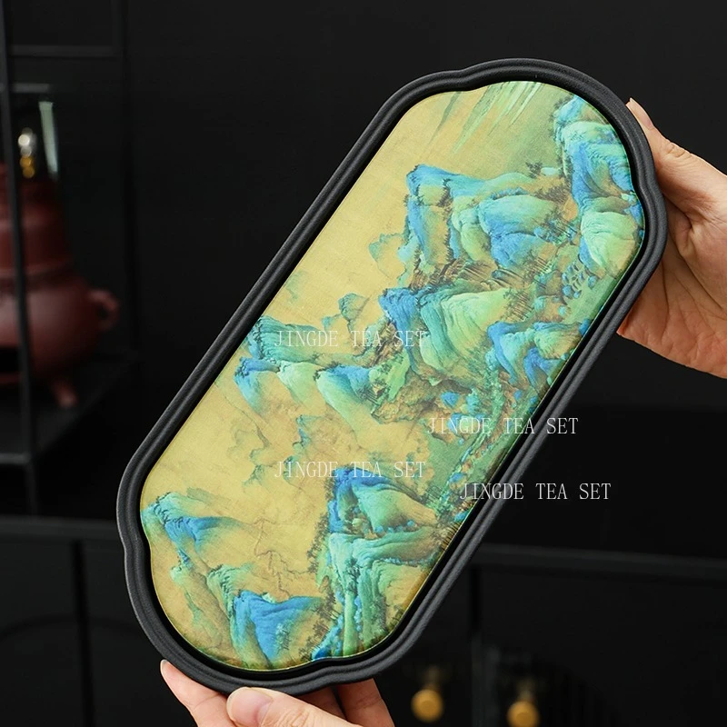 Ceramic Water Absorbing Pot Holder Quick Drying Foam Station Small Circular Tea Tray Kung Fu Teaset Accessories Chinese Tea Tray