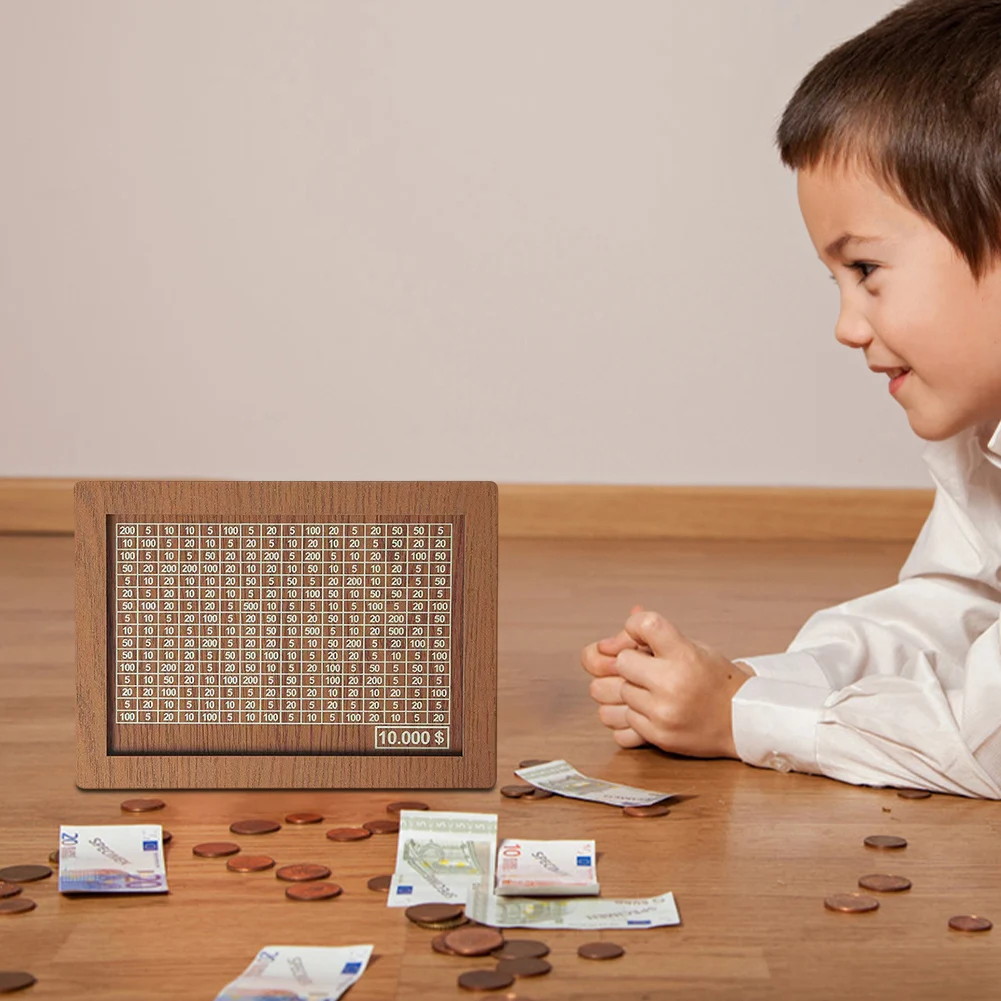 NWooden Piggy Bank Reusable Handmade Money Saving Box with Number 1000/2000/3000/5000/10000 USD Money Storage Box for Boys Girls 4