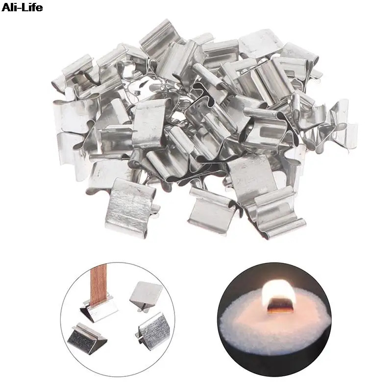 50pcs/lot Wood Candle Wicks Base Clip Iron Candles Making DIY for wicks