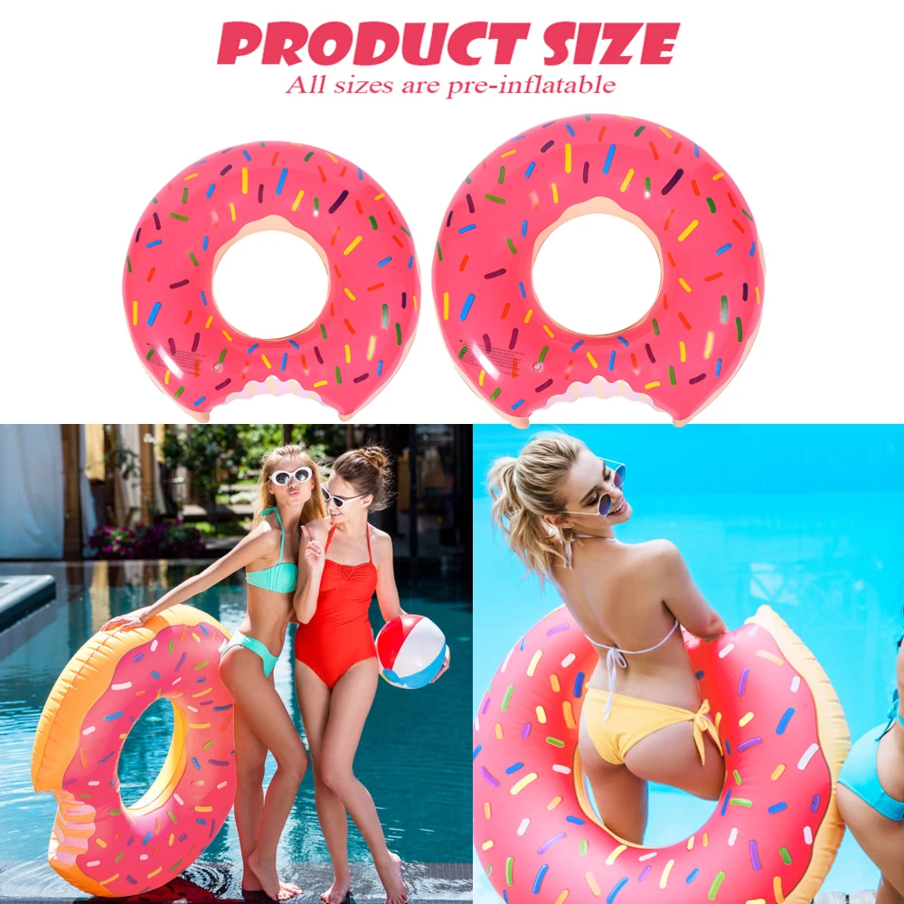 Inflatable Donut Swimming Ring Safe Pool Float Summer Outdoor Activitives Party Eco-Friendly Cute Kids Adult Swimming Circle