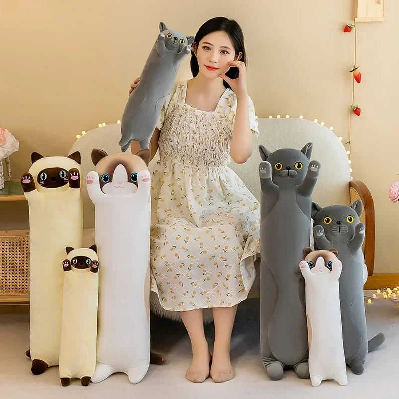 Kawaii Squishy Long Cat Roll Pillow Plush (100cm)