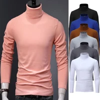 Running T-shirt Men's Slim Fit Basic Turtleneck High Collar Pullover Male Autumn Spring Thin Tops Basic Bottoming Plain T-shirt 1