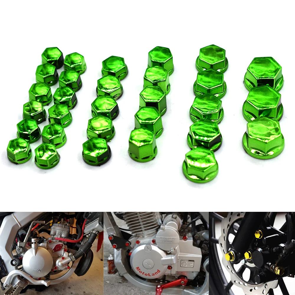 범용 30PCS 오토바이 모델링 도금 너트 장식 나사 캡 가와사키 Z1000SX 닌자 300 400 650 1000 ZX-6R ZX-10R