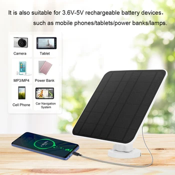 Pannello Solare 5V 6W IP65 Impermeabile per Videosorveglianza Esterna 360° ° Cavo di ricarica regolabile da 9,2 piedi per telecamera di sicurezza