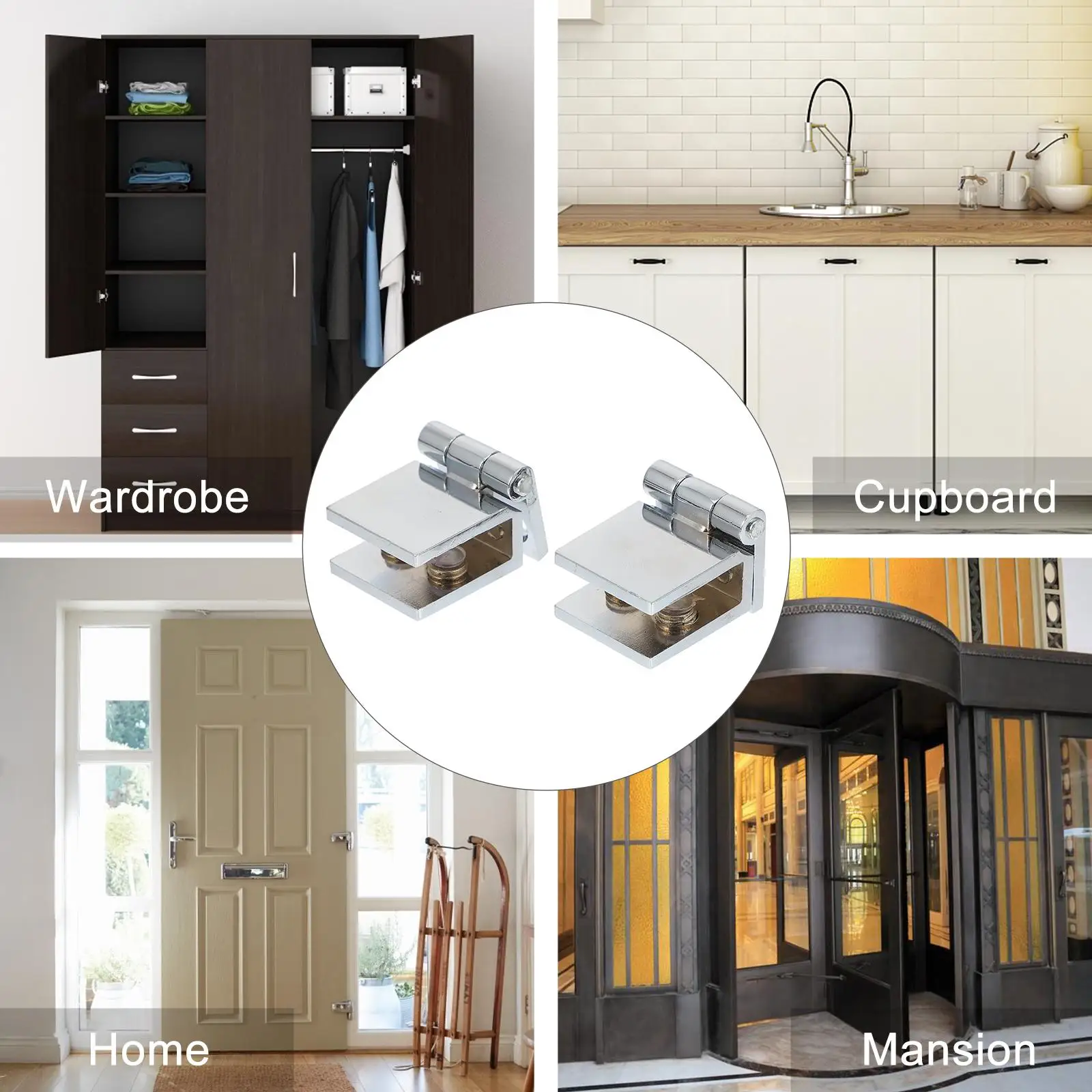 Zinc Alloy Glass Door Hinges for Cabinet Doors