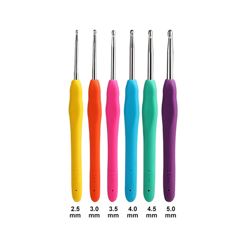 Comfort Grip Extra-Long Crochet Hooks Set, 14 Sizes (2mm-10mm) for Beginners and Arthritic Hands