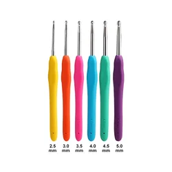 Comfort Grip Extra - Long Crochet Hooks Set, 14 Sizes (2mm - 10mm) for Beginners and Arthritic Hands (6Pcs 2.5mm - 5.0mm)