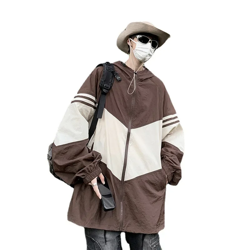 mountaineering sunscreen clothing mens summer ice silk thin shading sun-protective clothing sports quick-drying hooded coat.