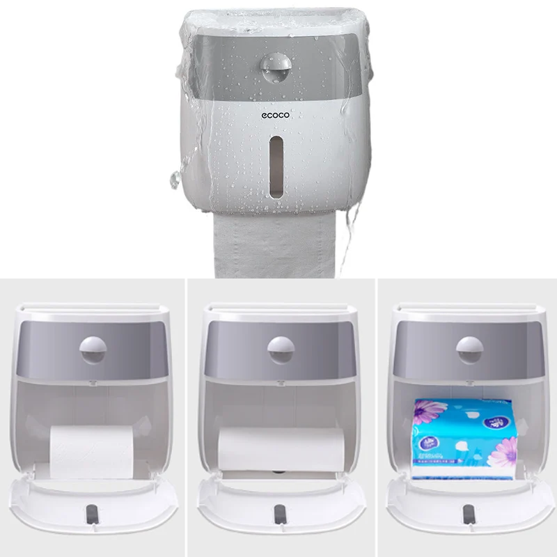 Waterproof Toilet Paper Holder Bathroom Tissue Rack Multifunction Wall Mounted Bathroom Shelf Storage Box Portable Toilet Holder images - 6