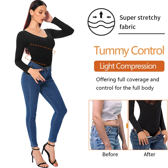 Body térmico para mujer, ropa interior de Control de barriga, de manga  larga, cuello en V, acolchado, cálida, talla grande, Otoño e Invierno -  AliExpress